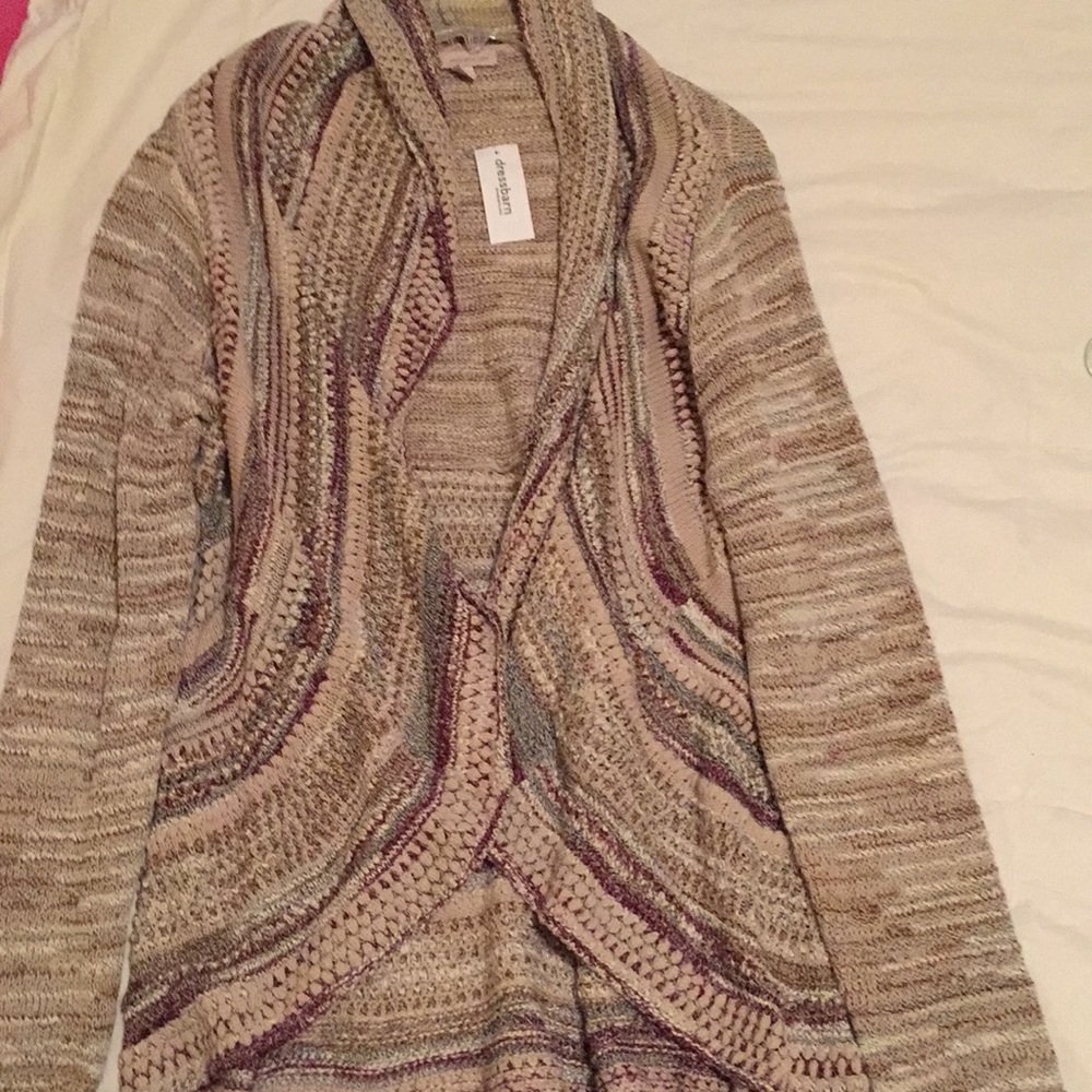 Multicolored Red and Tan Cardigan